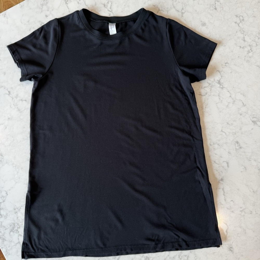 Spanx Perfect Length Short Sleeve Tee Small Black